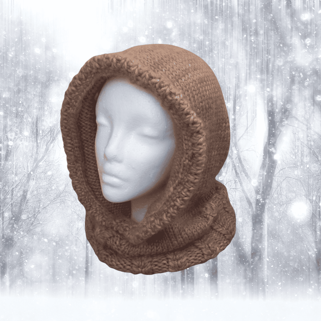 Patron cache-cou à capuchon en alpaga (PDF) – Tricot intermédiaire